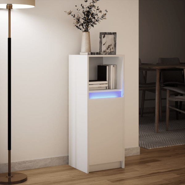 Aparador con luz LED madera de ingeniería blanco 38x34x100 cm M 5