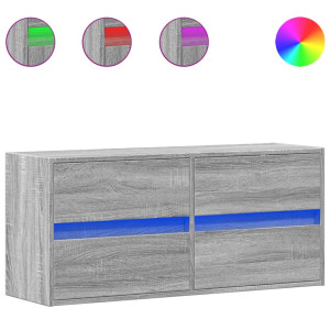 Mueble de TV de pared con luces LED gris Sonoma 100x31x45 cm H