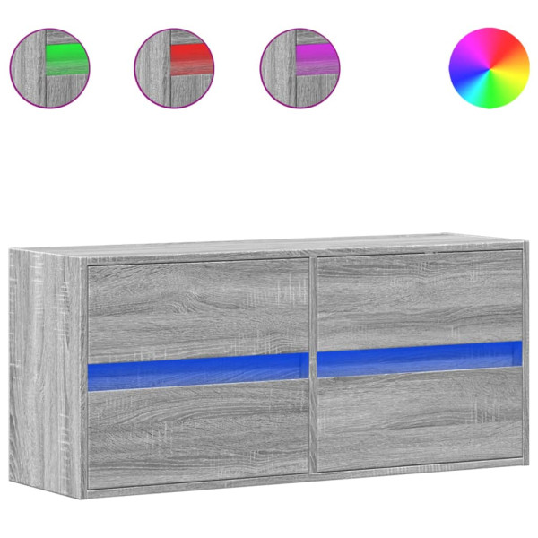 Mueble de TV de pared con luces LED gris Sonoma 100x31x45 cm M 2