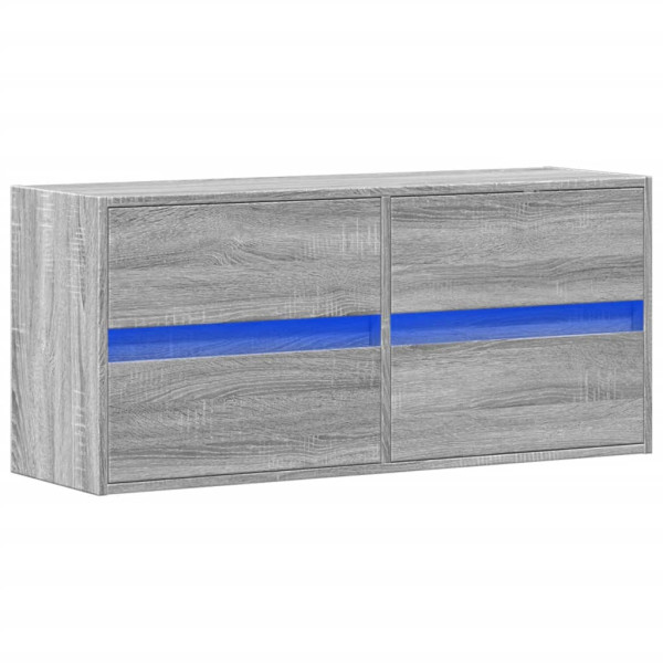 Mueble de TV de pared con luces LED gris Sonoma 100x31x45 cm M 3