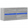 Mueble de TV de pared con luces LED gris Sonoma 100x31x45 cm 3
