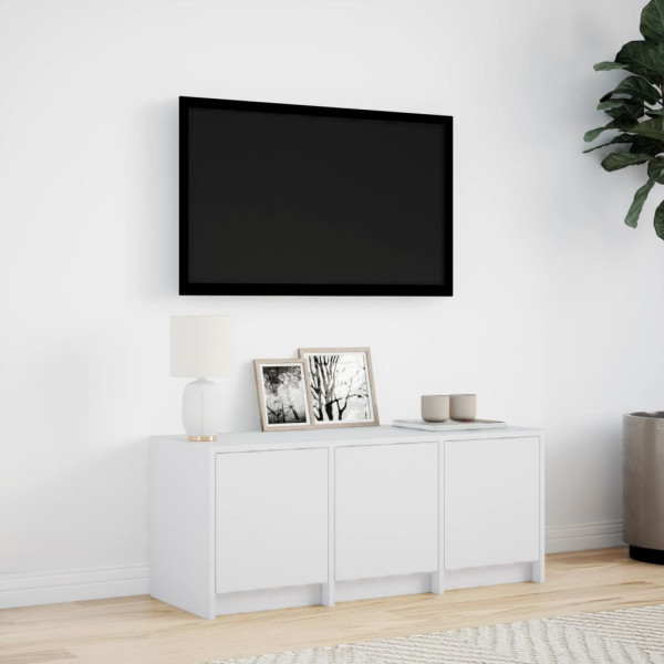 Mueble de TV con LED madera de ingeniería blanco 97x34x40 cm M 4