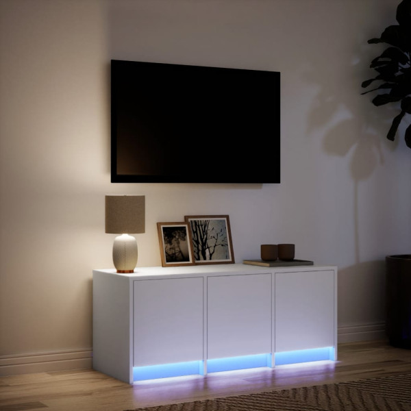Mueble de TV con LED madera de ingeniería blanco 97x34x40 cm M 5