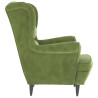 Sillón orejero y taburete de terciopelo verde claro 5