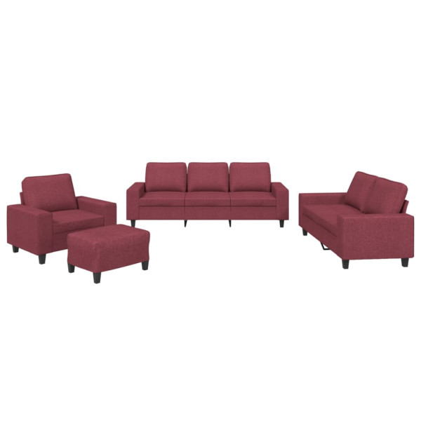 4 pcs conjunto de sofás tecido vermelho-tinto M 2