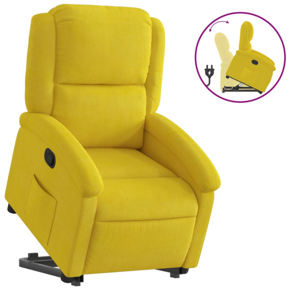 Sillón reclinable elevable terciopelo amarillo M 2