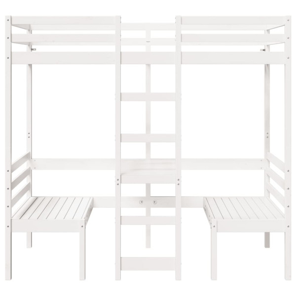 Cama alta c/ secretária/cadeiras 75x190 cm pinho maciço branco M 5