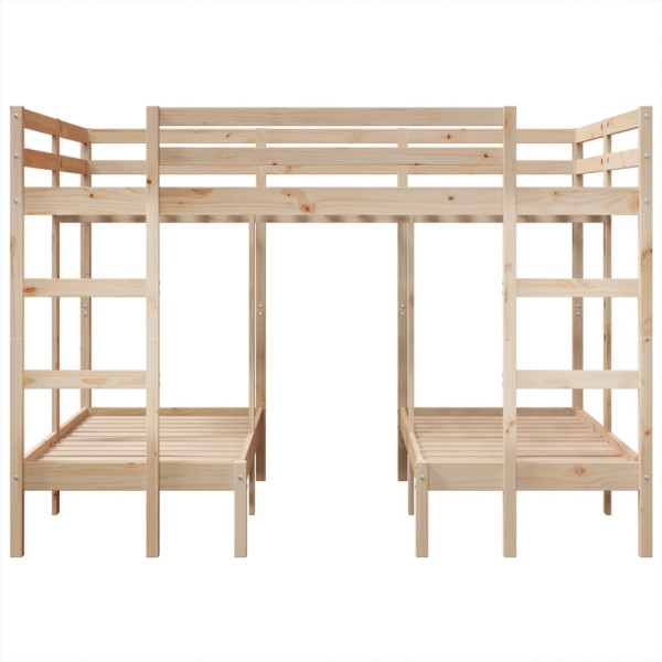 Estructura de litera triple madera de pino 140x200/70x140 cm M 5