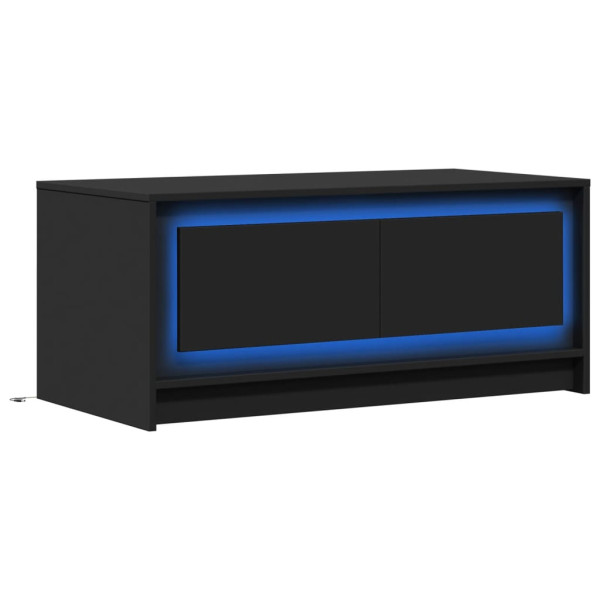 Mesa de centro com luzes LED derivados de madeira preto M 3