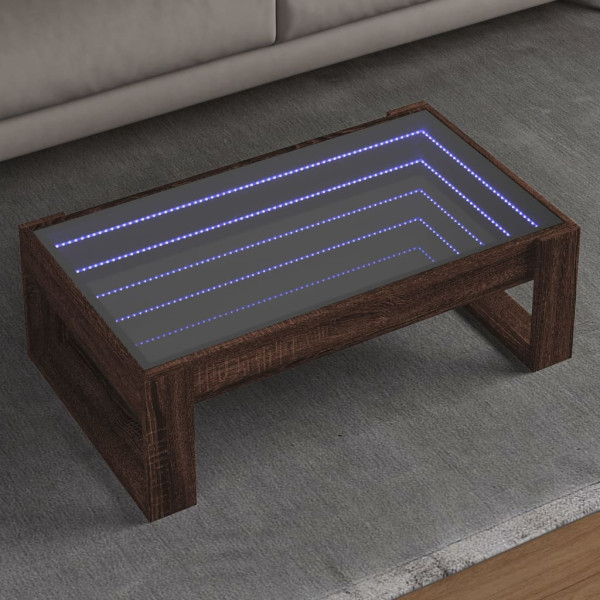 Mesa de centro con Infinity LED marrón roble 90x53x30 cm D