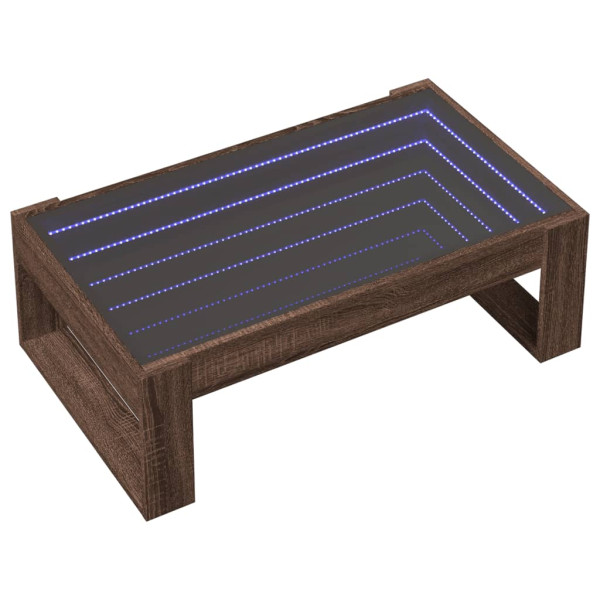 Mesa de centro con Infinity LED marrón roble 90x53x30 cm M 3
