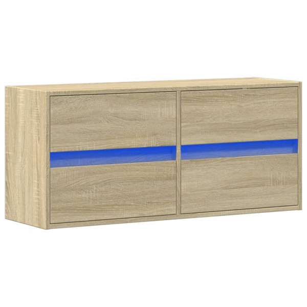 Mueble de TV de pared con luces LED roble Sonoma 100x31x45 cm M 3