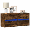 Mueble de TV de pared con luces LED roble ahumado 100x31x45 cm 1
