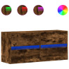 Mueble de TV de pared con luces LED roble ahumado 100x31x45 cm 2