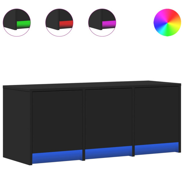 Móvel de TV com luzes LED derivados de madeira preto M 2