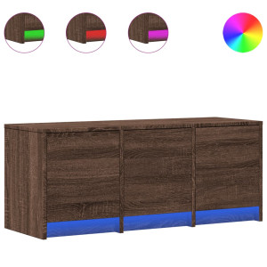 Mueble de TV LED madera ingeniería marrón roble 97x34x40 cm H