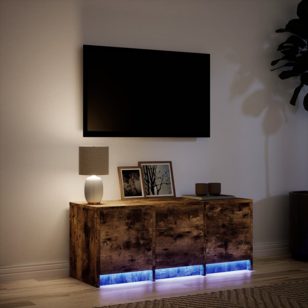 Mueble de TV LED madera ingeniería roble ahumado 97x34x40 cm M 5