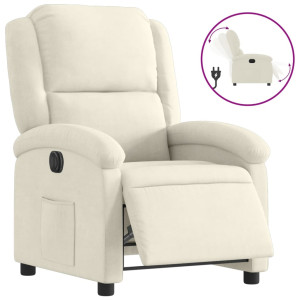 Sillón reclinable eléctrico de terciopelo blanco crema H