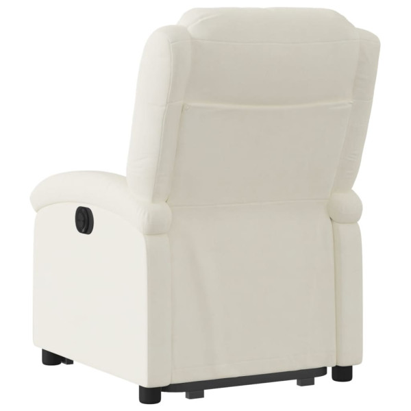 Sillón reclinable elevable terciopelo crema M 4