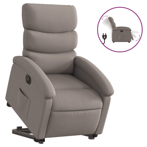 Sillón eléctrico reclinable elevable de tela gris taupe M 2