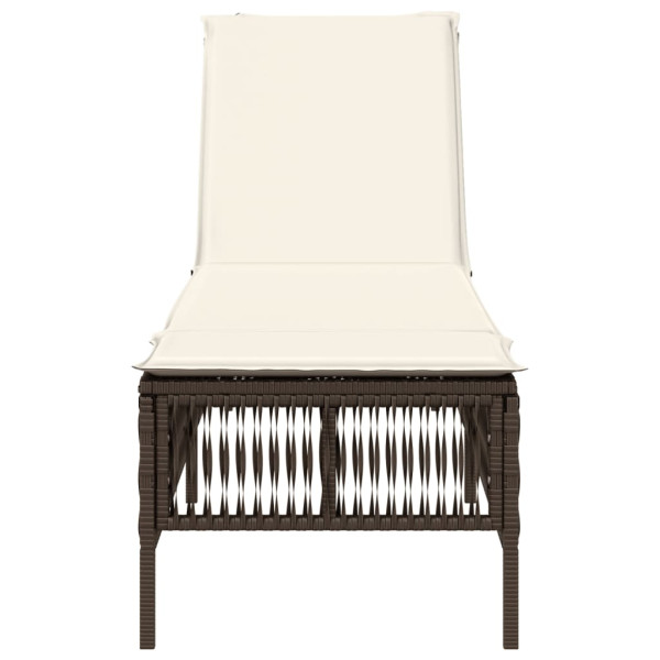 Tumbona con cojín ratán sintético marrón M 4