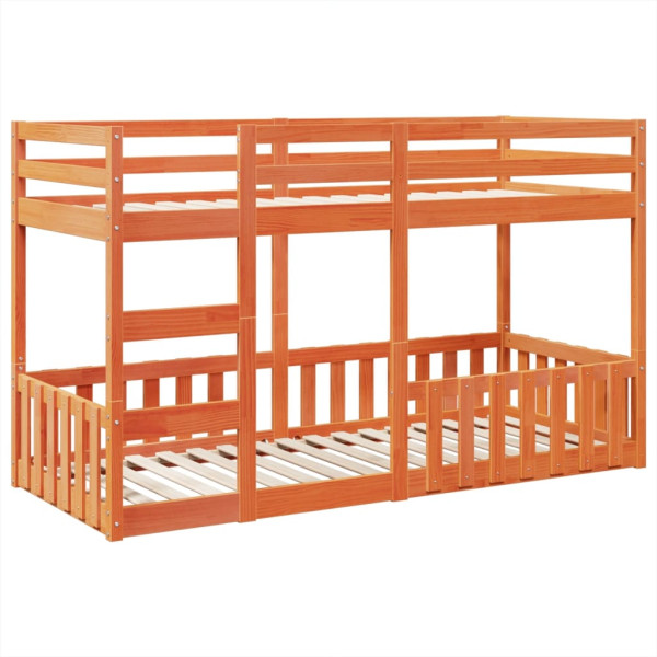 Litera de madera maciza de pino marrón cera 90x200 cm M 2