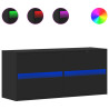 Mueble de TV de pared con luces LED negro 100x31x45 cm 2