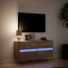 Mueble de TV de pared con luces LED marrón roble 100x31x45 cm 5