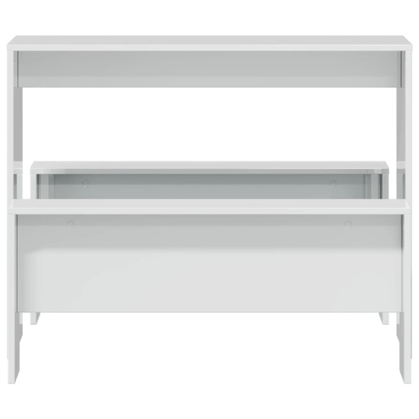 Mesa y bancos de comedor 3 pzas madera ingeniería blanco brillo M 4