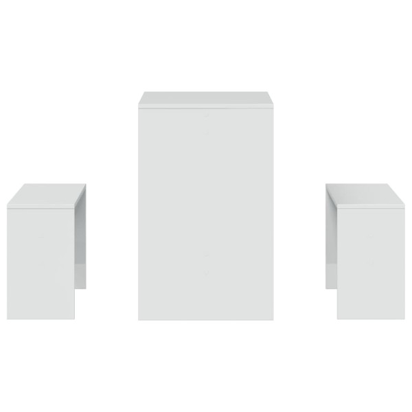 3 pcs conj. mesa jantar e banco deriv. madeira branco brilhante M 5