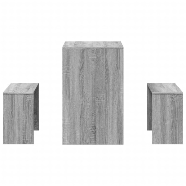 Mesa y bancos de comedor 3 piezas madera ingeniería gris Sonoma M 5