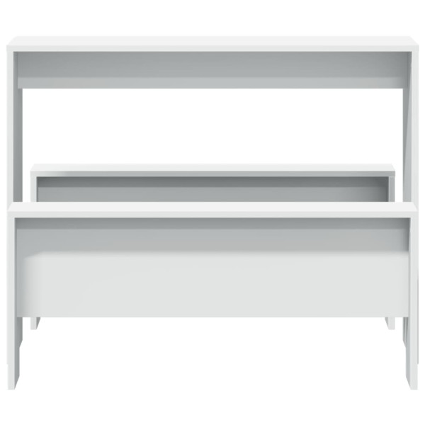 Set mesa y banco de comedor 3 pzas madera de ingeniería blanco M 3