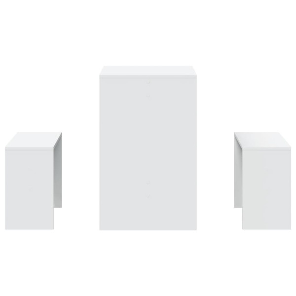 3 pcs conj. mesa de jantar e banco derivados de madeira branco M 4