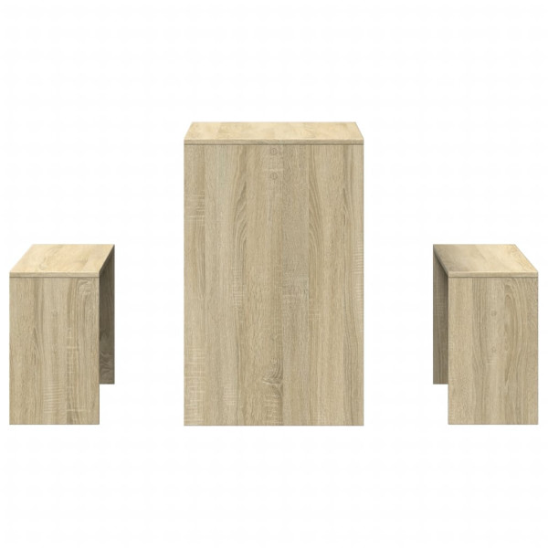 3 pcs conj. mesa jantar e banco deriv. madeira carvalho sonoma M 5