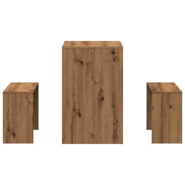 Mesa y bancos de comedor 3 pzas madera ingeniería roble atisian M 5