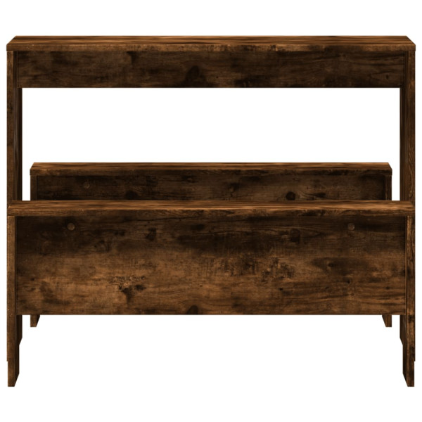 Mesa y bancos de comedor 3 pzas madera ingeniería roble ahumado M 4