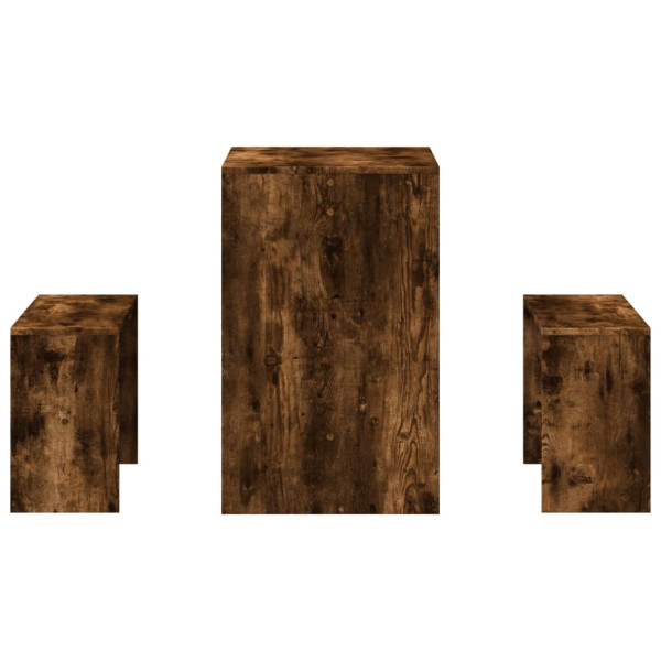 3 pcs conj. mesa jantar e banco deriv. madeira carvalho fumado M 5