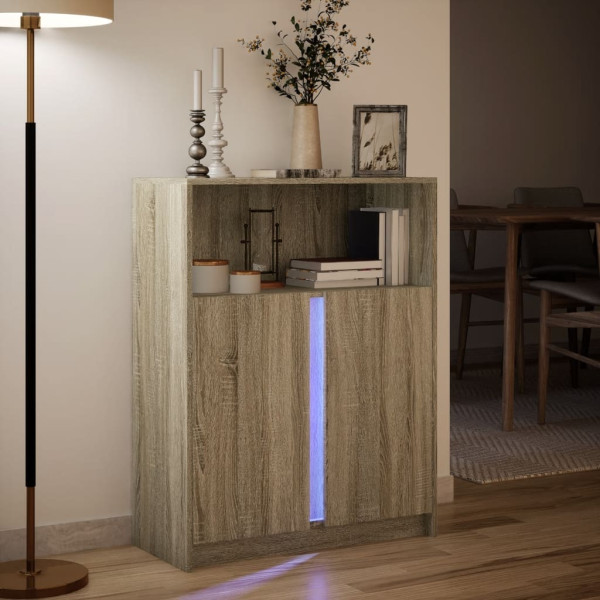 Aparador con LED madera de ingeniería roble Sonoma 77x34x100 cm M 5