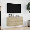 Muebles de TV de pared luces LED 2 uds roble Sonoma 41x31x45 cm 4