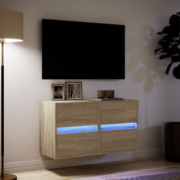 Muebles de TV de pared luces LED 2 uds roble Sonoma 41x31x45 cm M 5