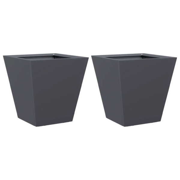 Vaso/floreira de jardim 2 pcs 30x30x30 cm aço antracite M 2
