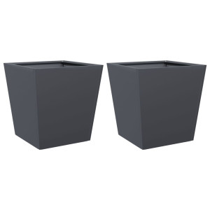 Vaso/floreira de jardim 2 pcs 40x40x40 cm aço antracite H