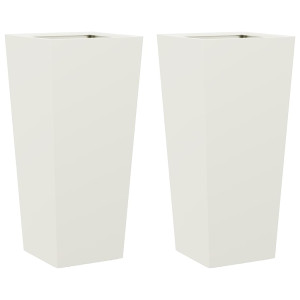 Vaso/floreira de jardim 2 pcs 35x35x75 cm aço branco H