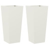 Jardineras 2 uds acero blanco 35x35x75 cm 2
