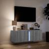 Mueble de TV de pared con luces LED gris Sonoma 100x31x35 cm 5