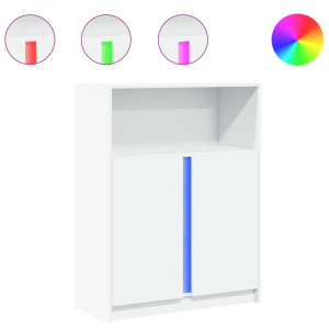 Aparador con LED madera de ingeniería blanco 77x34x100 cm H