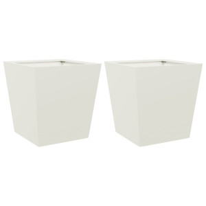 Vaso/floreira de jardim 2 pcs 40x40x40 cm aço branco H