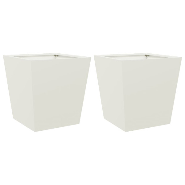 Vaso/floreira de jardim 2 pcs 40x40x40 cm aço branco M 2