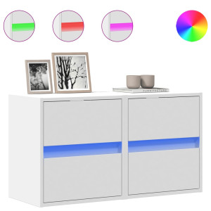 Muebles de TV de pared con luces LED 2 uds blanco 41x31x45 cm H