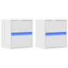 Muebles de TV de pared con luces LED 2 uds blanco 41x31x45 cm 3